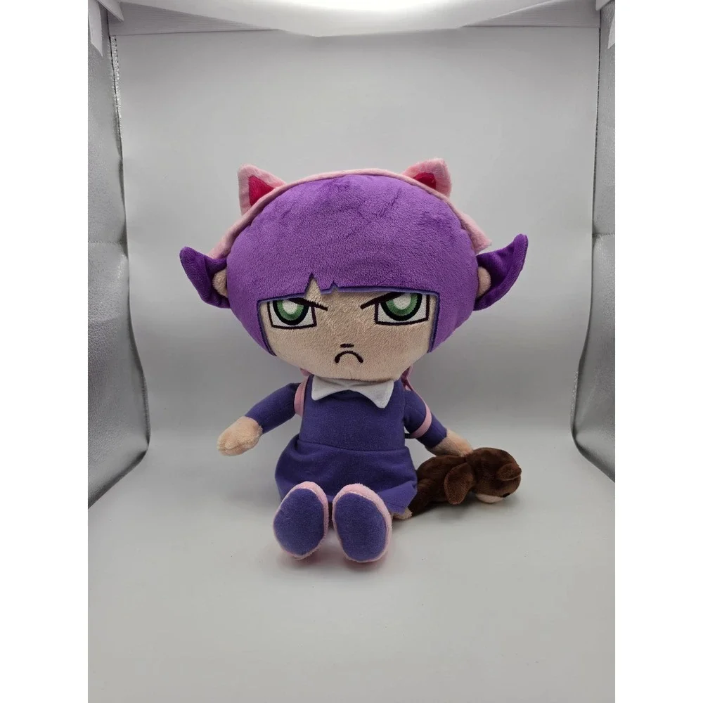 Purple Haired Anime Girl Plush Doll with Teddy Bear and Monster Backpack 12 inch